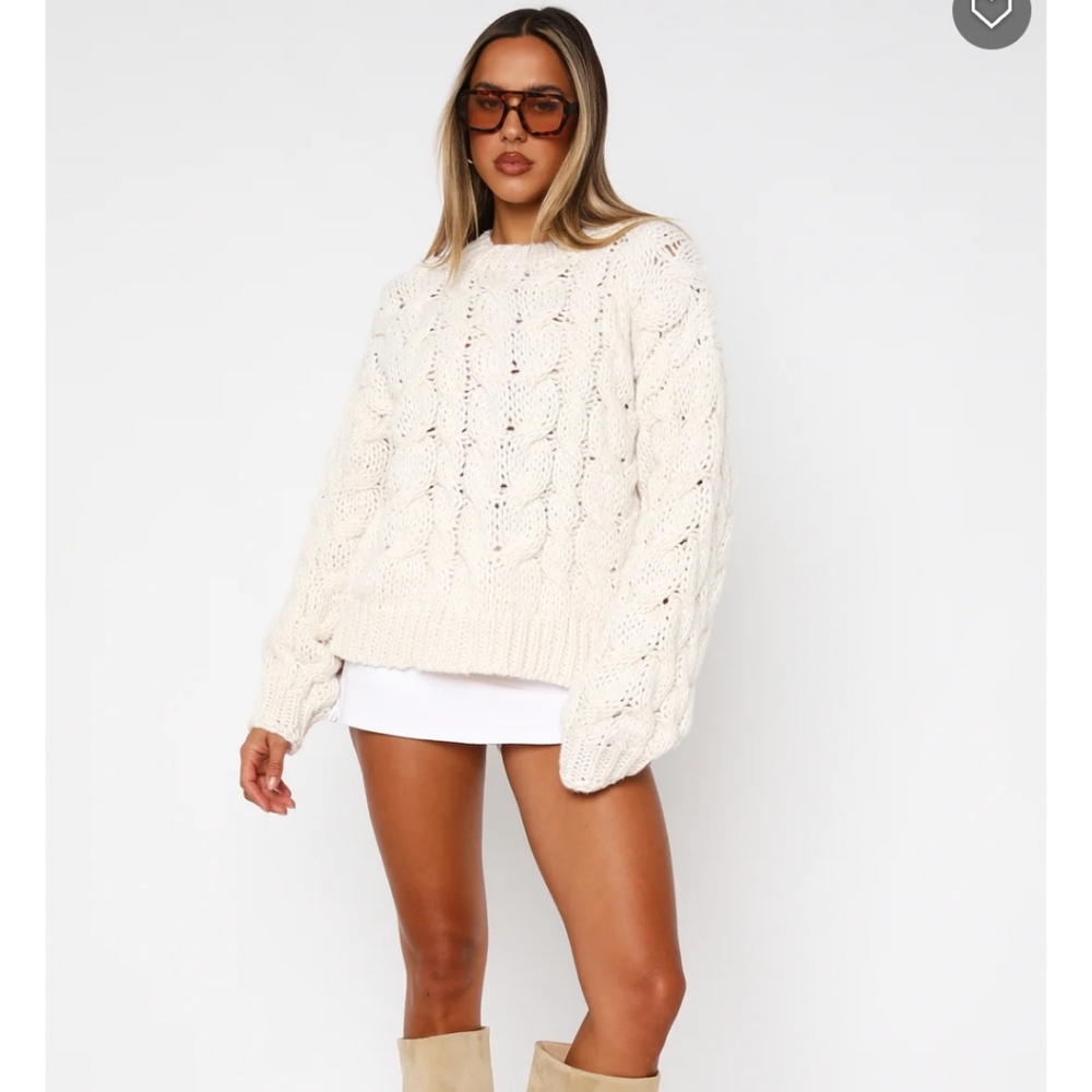White Fox Real Feelings Oversized Knit Sweater Off White xs/s